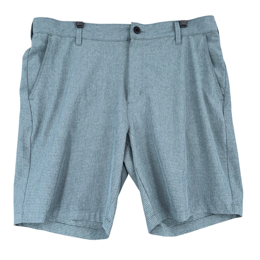 Worldwide Sportsman Men Size 38 Striped Golf Shorts Light Blue Polyester Spandex